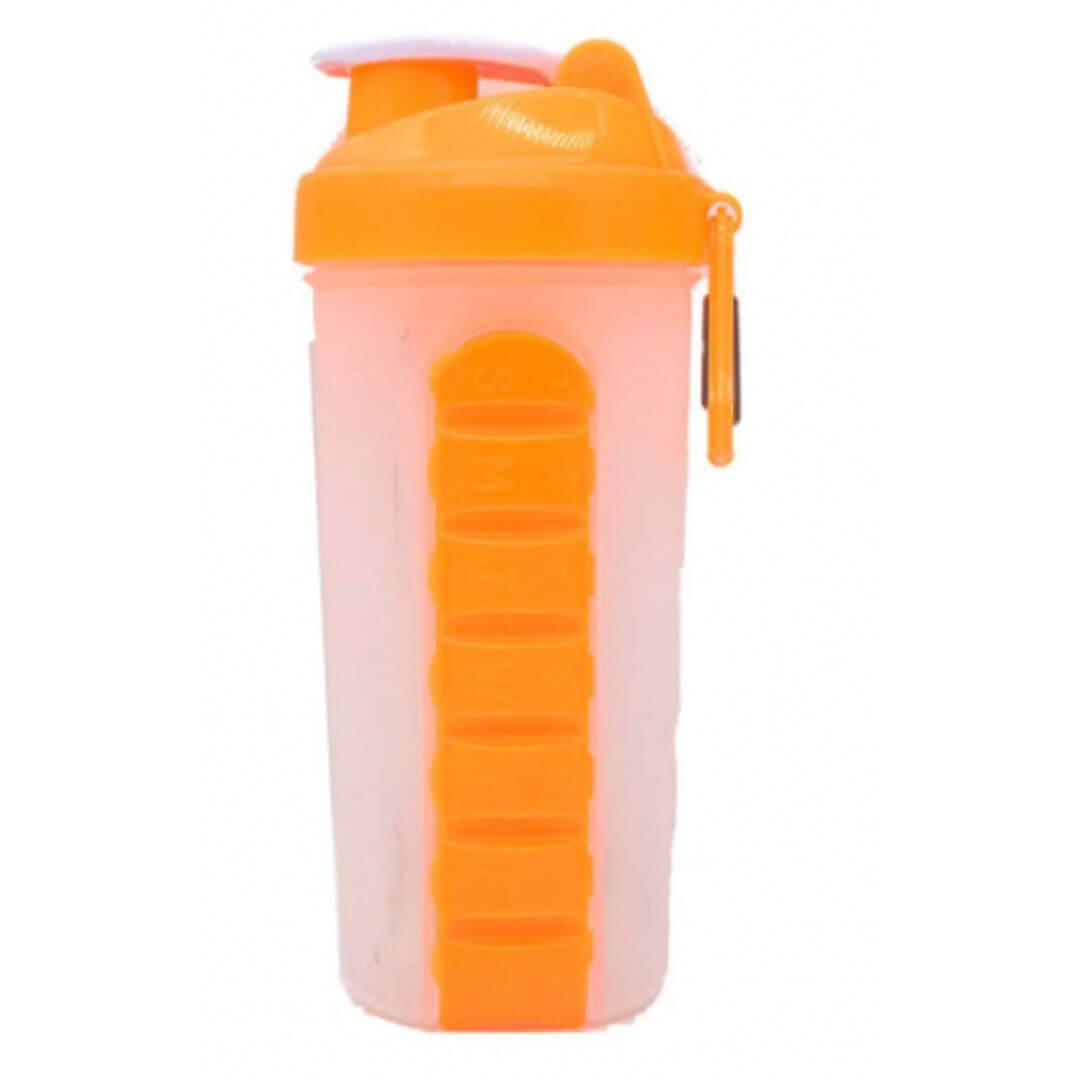 Fitness Water Bottle with Pill Box & Shaker Ball